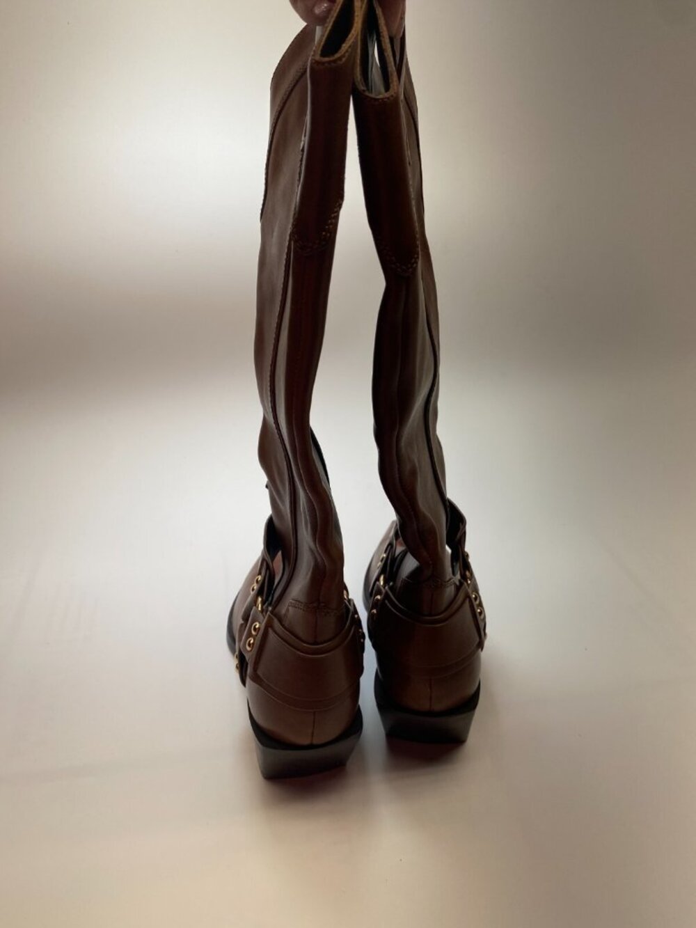 Marc Fisher LTD Womens Rally Leather Strap-and-Grommet Western Brown Boots Sz 7 - Picture 4 of 11